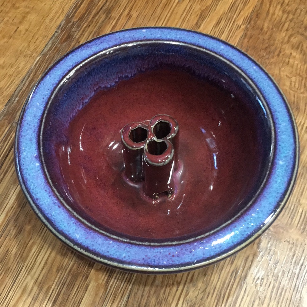 Smokey Mountain Pottery Flower Frog Vase